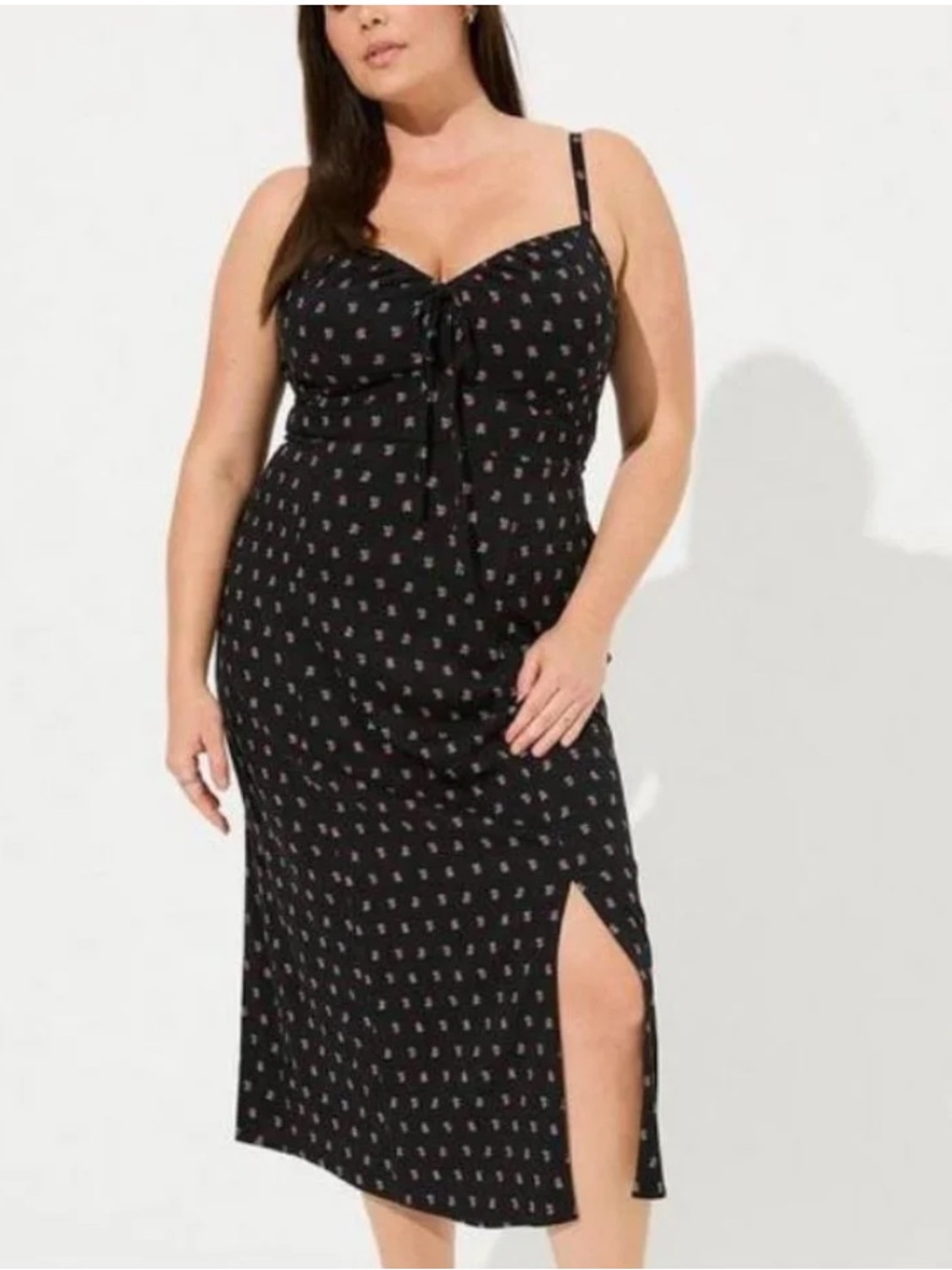 Torrid Midi Floral Stretch Slit Spring Wedding Guest Adjustable Dress SIZE 2